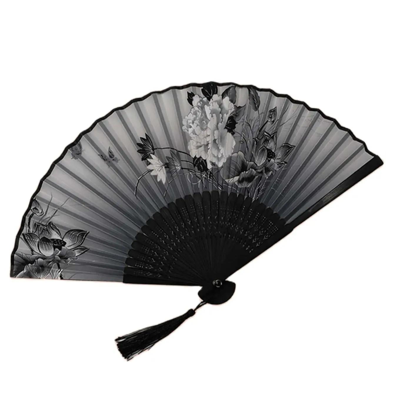 1 шт.-Портативный складной веер, тканевый ручной веер, китайский элегантный тканевый ручной веер для свадеб, путешествий, вечеринок, танцев, косплея