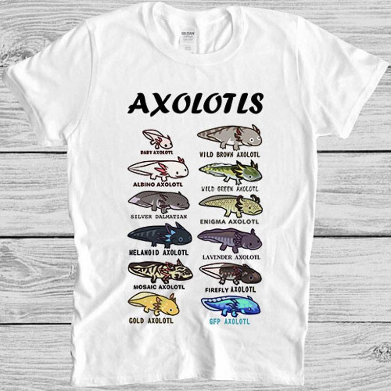 Axolotl Types Names List Gamer Cult Meme Movie Music T Shirt M1015