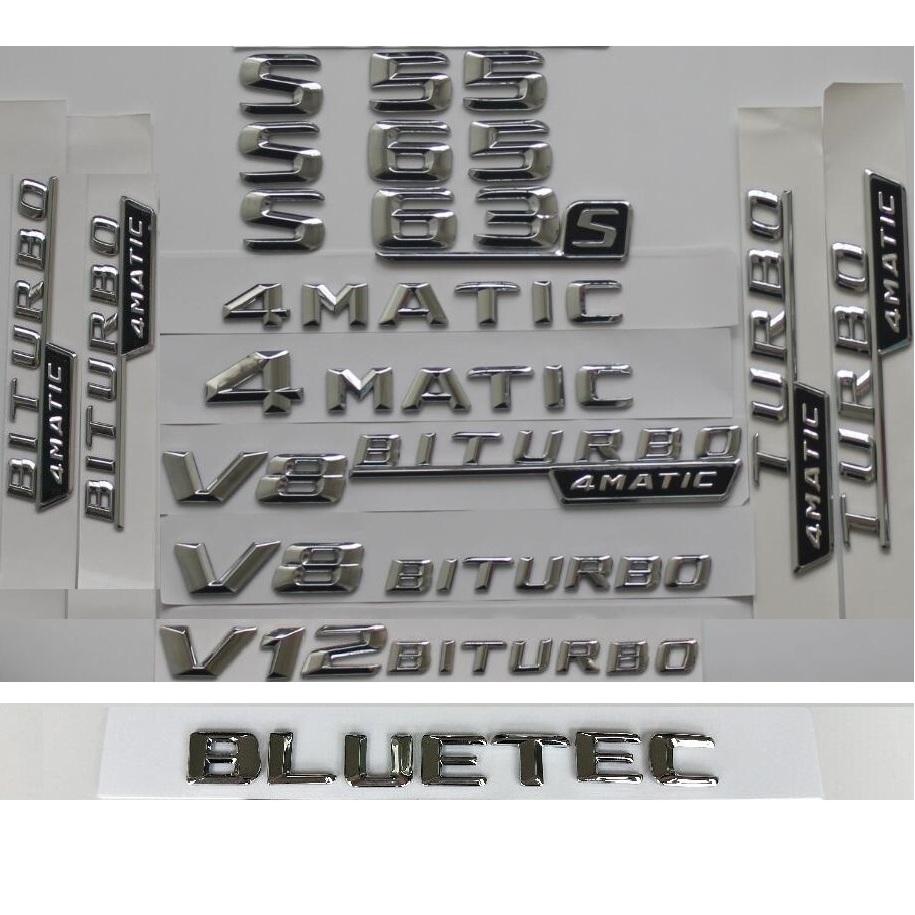 

3D Chrome Trunk Fender Badge For Mercedes Benz W221 W222 S32 S55 S63 S63s S S65 AMG Symbols V8 BITURBO TURBO 4MATIC Emblems (Small 4) 4MATIC