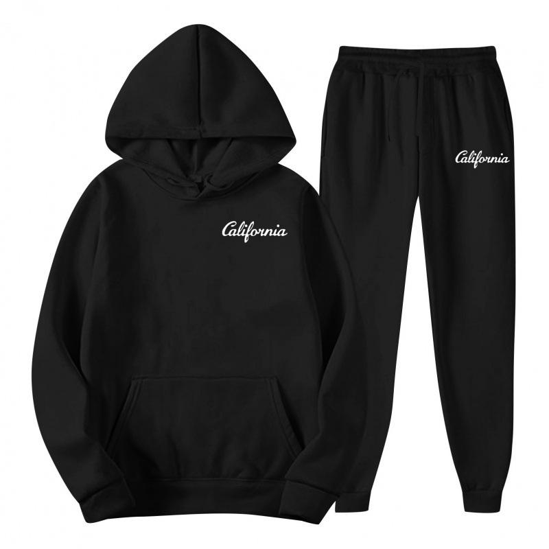 Men's Trendy Casual Solid Color Hoodie and Sweatpants Set for Autumn/Spring 2025