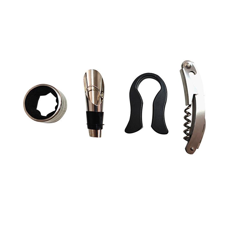 Premium Wine Opener Gift Set: Stainless Steel Pourer, Leather & Wooden Box, Waiter's Knife Corkscrew Barware