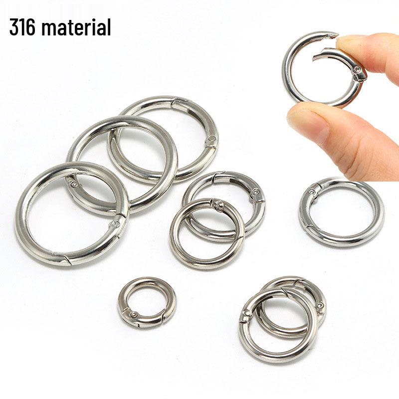 Spring Split Ring Buckle – 316 Stainless Steel Keychain & Bag Accessory.