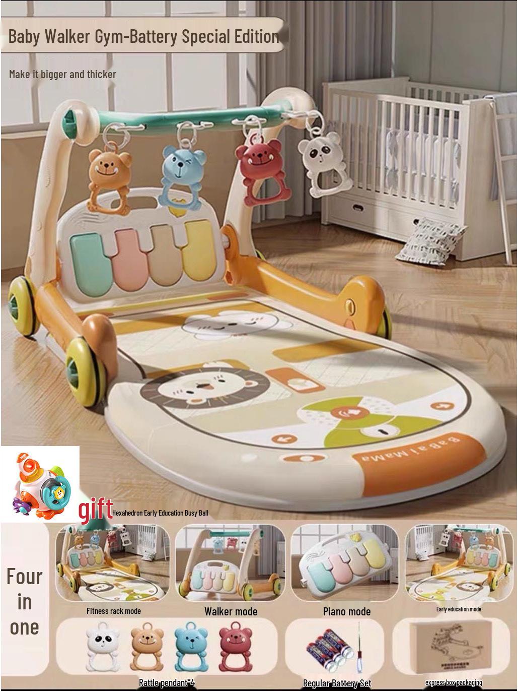 

Игровой коврик-пианино с педалями для новорожденных: Развивающая музыкальная игрушка для коляски