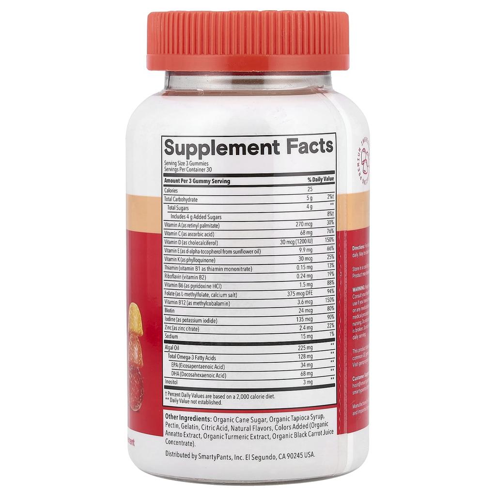 SmartyPants, Multi Plus, Multi & Omega Gummies, Lemon, Orange & Strawberry Banana, 90 Gummies