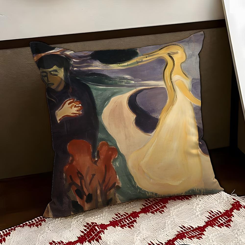 Art EEdvard MMunch Anxiety Cushion Cover Reversible Soft Durable Pillow Cover Home Car MultiScene Use for Daily Comfort