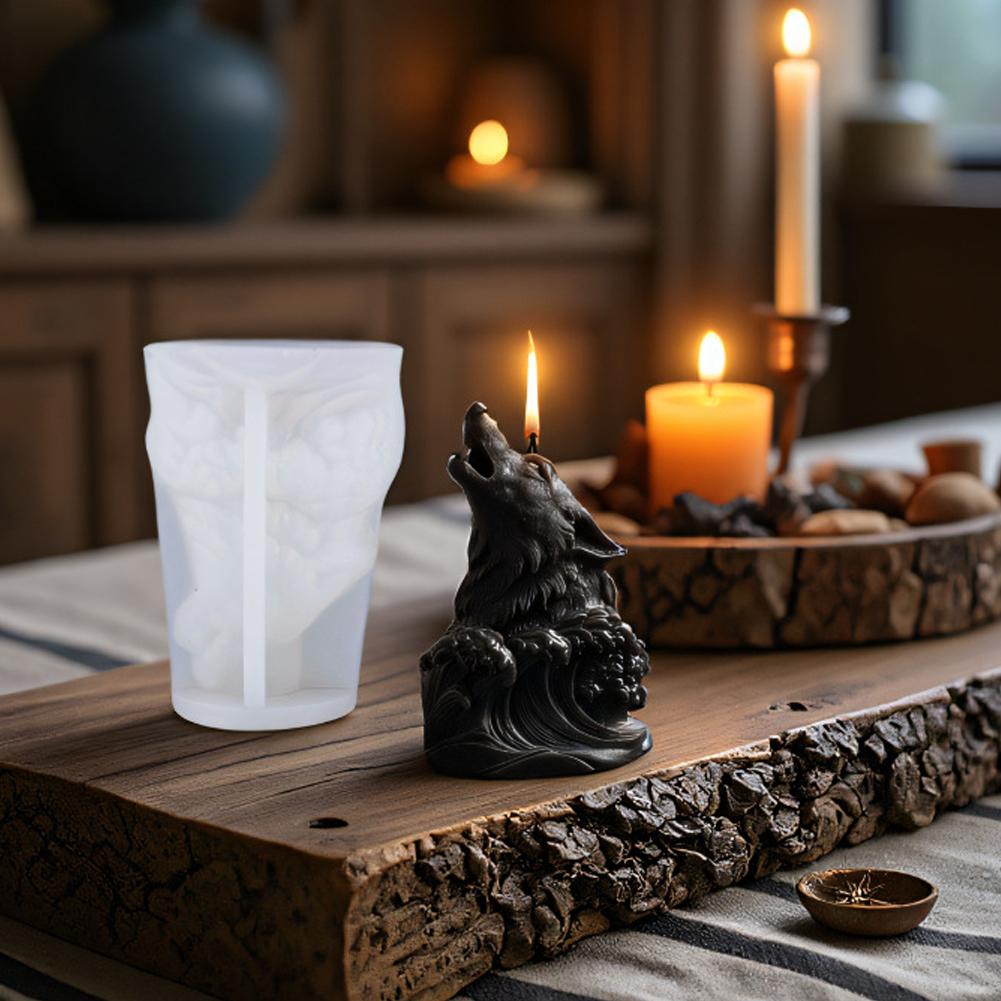 Diy Candle Mold White Silicone Candle Mold Wolf Head Candle Mold Flexible For Diy Enthusiasts Home Decor B7J0