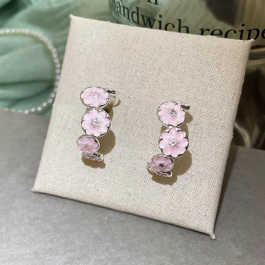 2026 New Drip-Glaze Hoop Earrings for Women C Shape Flower Geometric Earrings Buckle Sweet Cute Banquet Daily Wear Jewelry Gifts