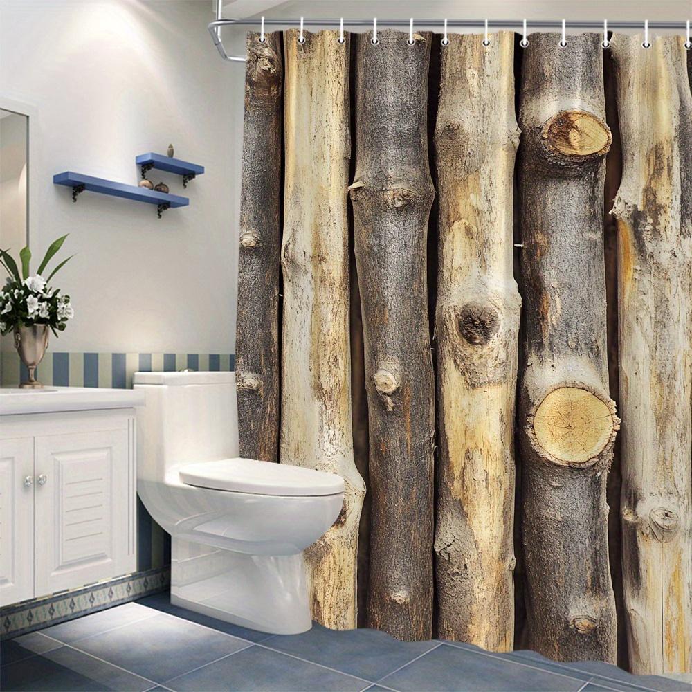 Log Cabin Wood Texture Shower Curtain 3D Printed Bathroom Decor Rustic Home Fashion Design Tren
