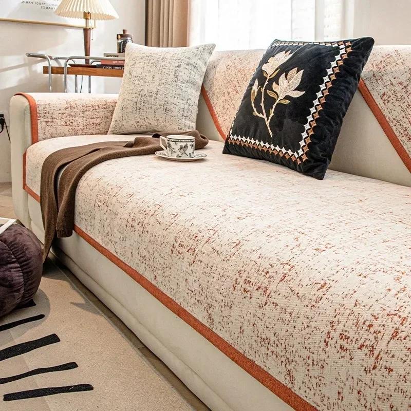 Chenille Sofa Cover Mat Four Seasons Universal Non-Slip Couch Slipcovers L-shaped Sofa Towel Protector for Living Room
