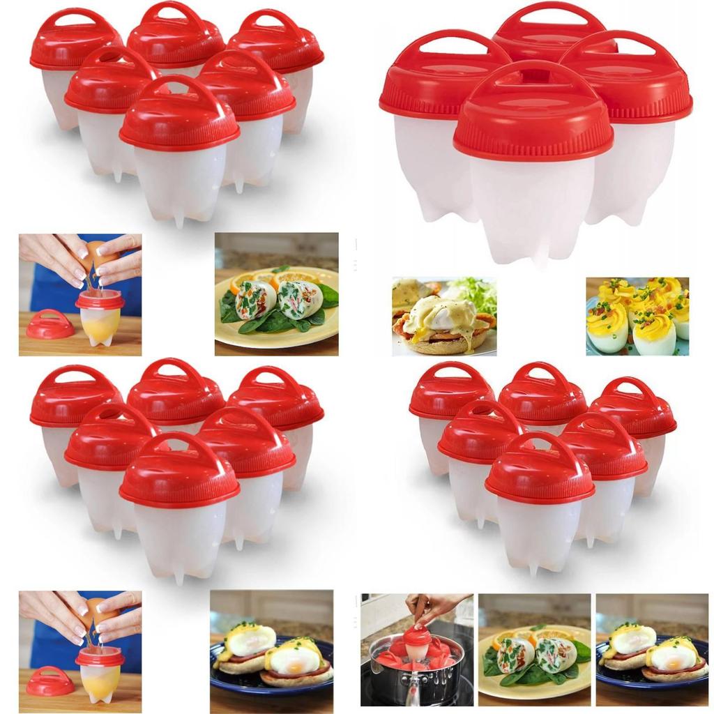 Premium Nonstick Silicone Egg Steamer Cups Six Pack For Perfect Poached Eggs