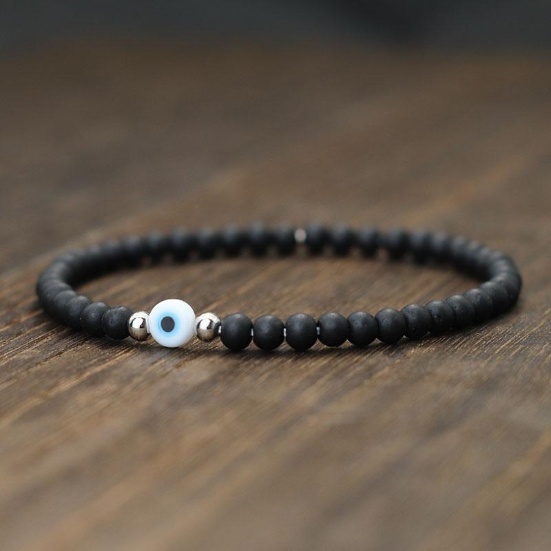 

Simple Style Turkey Evil Eyes Bracelet For Men 4mm Rice Beads Braslet Natural Coconut Husk Braclet Gifts For Him Pulseria Homme 19.5cm(7.7inches) оникс
