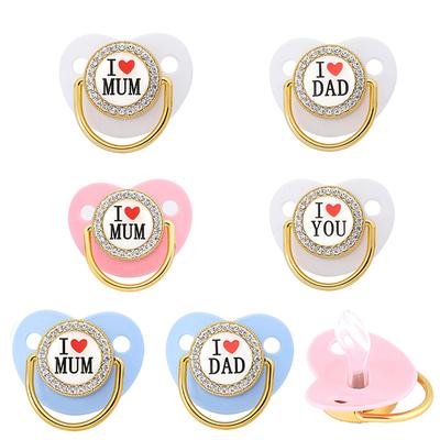 Ich liebe Mama Baby Schnuller Schnuller Silikon Säuglingsnippel Neugeborene Schnuller Babyparty Geschenke Bling Baby Schnuller für Mädchen Jungen