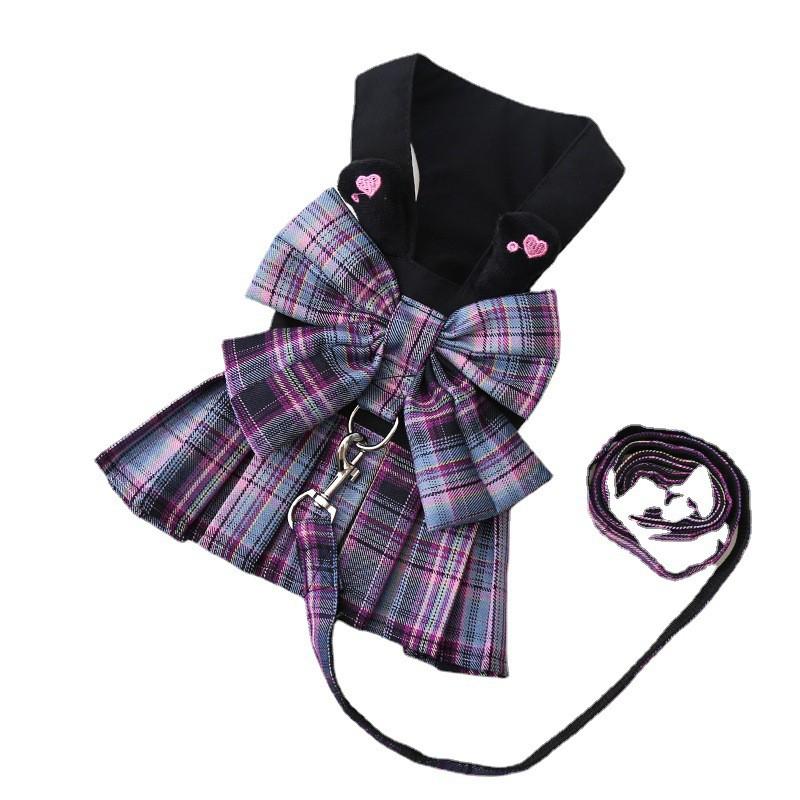 Pet Dog Harness With Skirt Design Small Breeds - Adjustable Chest Belt Leash Teddy Pomeranian