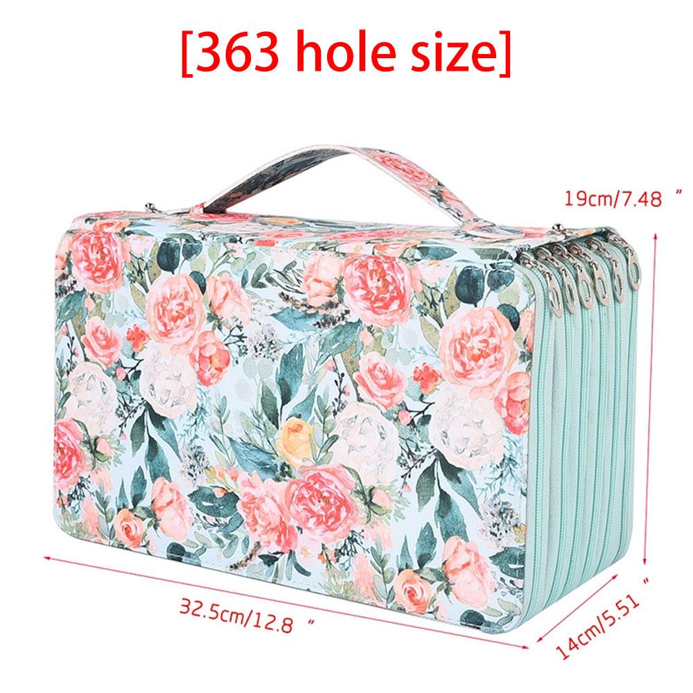 Multi layer 363 hole pencil case portable large capacity sketch coloring pencil case whole and distribution 363 hole green rose