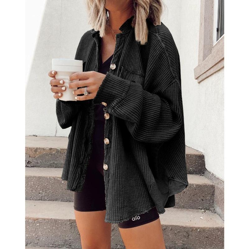 Women S Casual Long Sleeve Shirt Jacket With Pockets Lapel