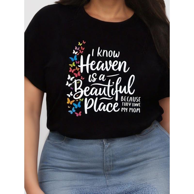 

Women Plus Size Heavenly Tribute To Mom T-Shirt Sports Short Sleeve Crew Neck Casual Top 4XL