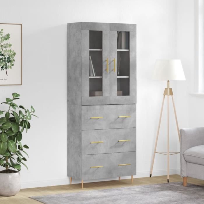 VidaXL Highboard Concrete Grey 69.5x34x180 Cm Engineered Wood 3198397