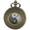 10pcs/lot Wholesale New Chinese Yin Yang Taiji Black White Quartz Pocket Watch Retro Men and Women Necklace Pendant Clock Gift
