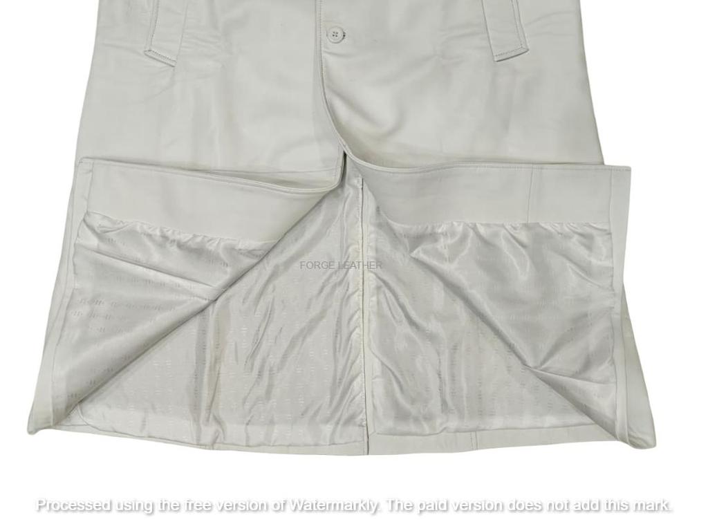Handmade Formal Casual Workwear Stylish White Men Genuine Leather Trench Coat