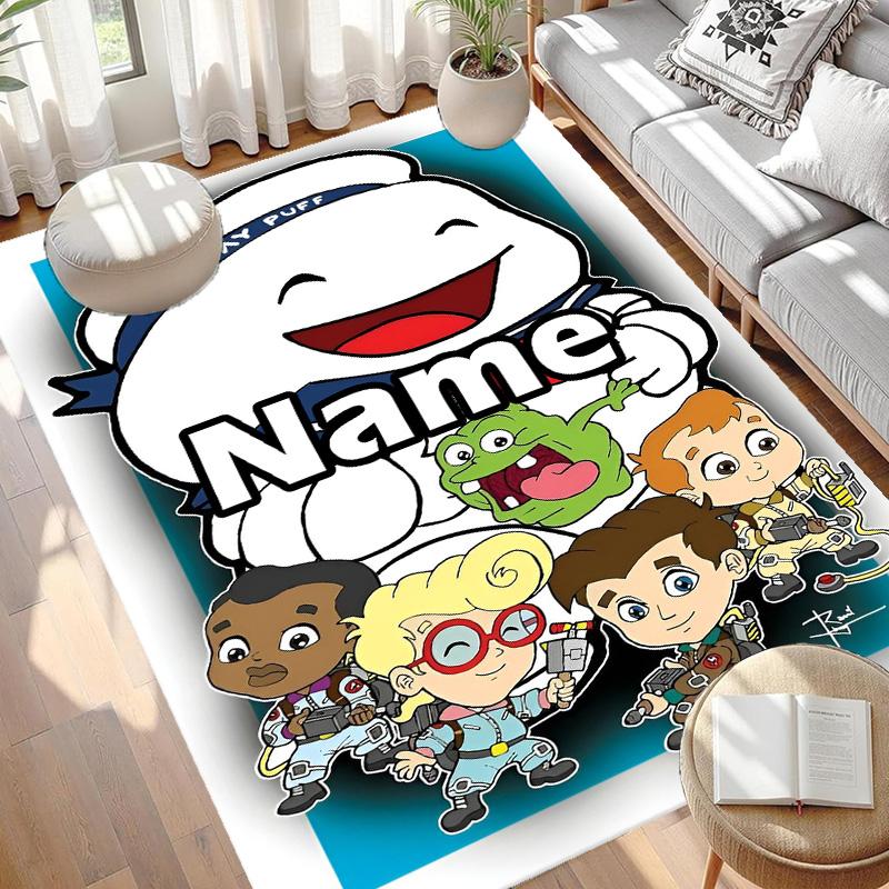 Custom Name Personalized Ghostbusters Print Carpet, Versatile Home Decor Rug, for Playroom, Apartment, Balcony, Entryway, Hallway Gift