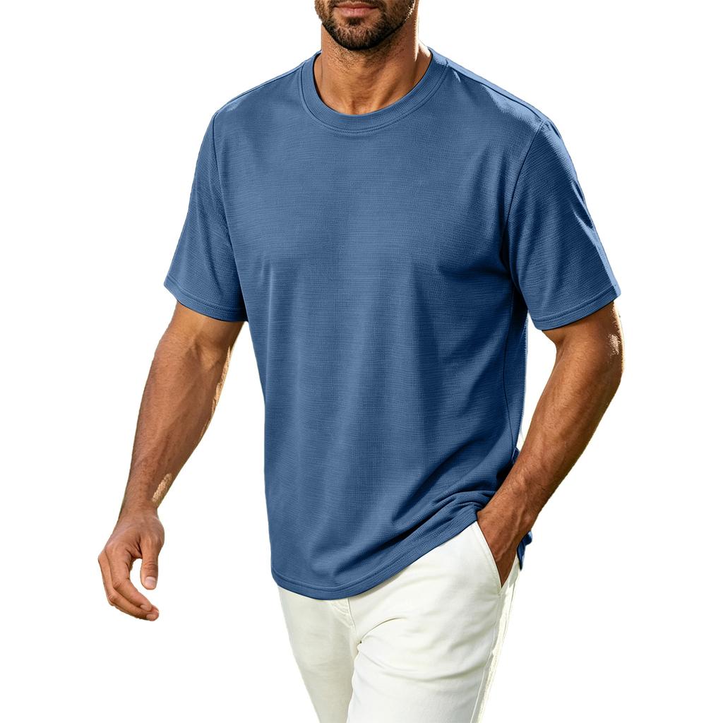 Men's Casual Crew Neck T Shirt Breathable Quick Dry Short Sleeve Athletic Tee Lightweight Comfortable Fabric for Outdoor Sports