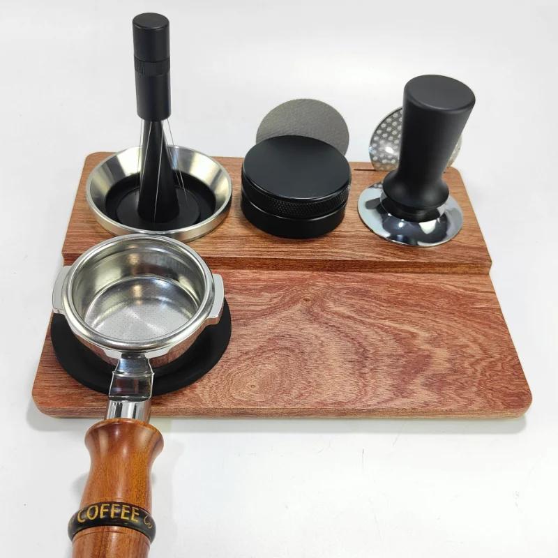 51MM/54MM/58MM Coffee Tamper Mat Station Stand Sapele Wood Portafilter Holder Support Base Rack Barista Espresso Accessories
