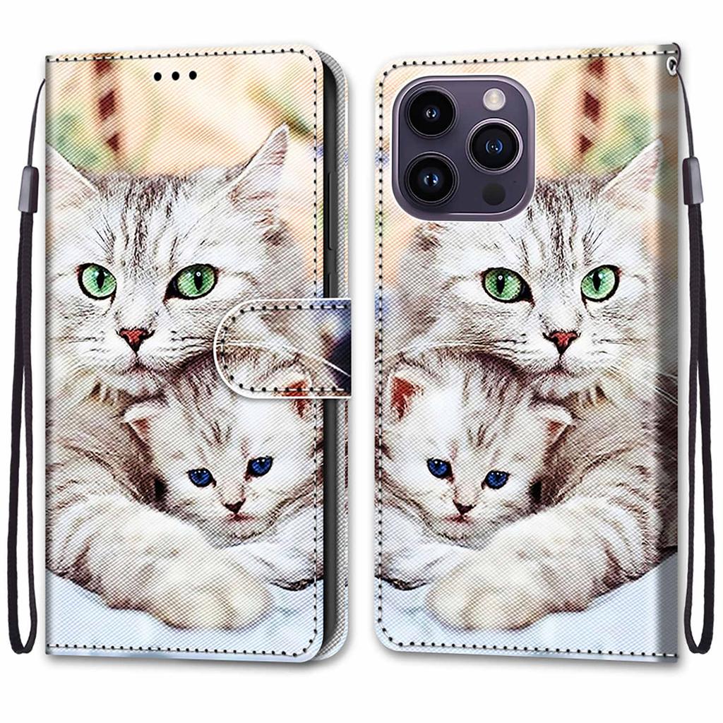 Husă de piele pictată de lux, tip portofel, tip carte, pentru iPhone 16, 15, 14, 13, 12 Pro Max, 15Pro, 16Pro, iPhone 11