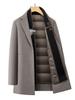 Men's Winter Wool Coat with Scarf Collar - Business Casual, Detachable Double-Sided Design, 90% Goose Down Liner