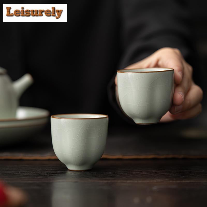 Filiżanka do herbaty z porcelany Azure Ru Kiln, otwarta, pojedyncza, ceramiczna, degustacyjna, miska do herbaty, zestaw do herbaty Chazhan Kung Fu