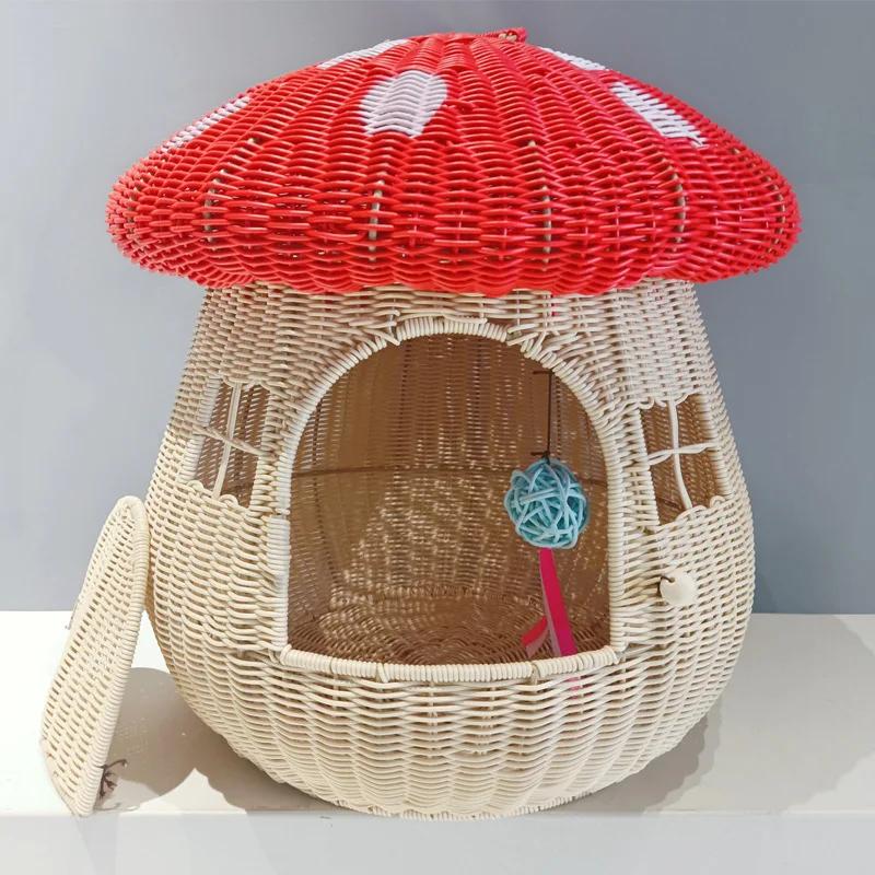 Deep Sleep Comfort 4 Season Cat Bed Iittle Mat Basket Small Dog House Pets Tent Cozy Cave Nest Enclosed Mushroom Kitten House