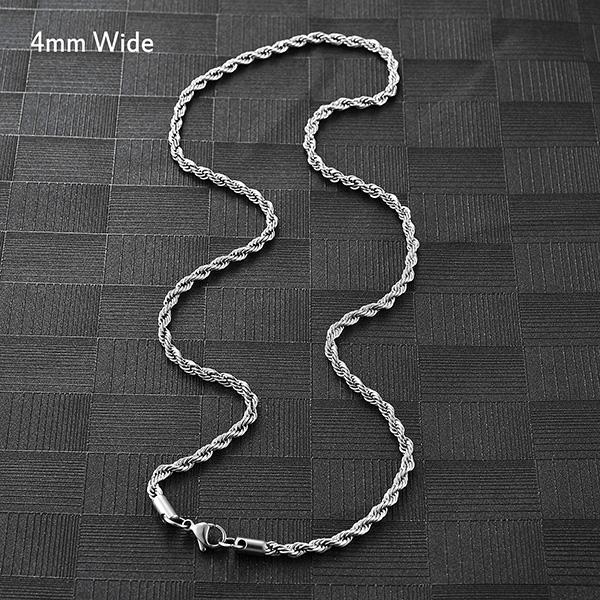 5 Colors Stainless Steel Twist Rope Chain Necklace for Women Men Black/Silver/Gold Color Plated Choker Metal Fashion Jewelry