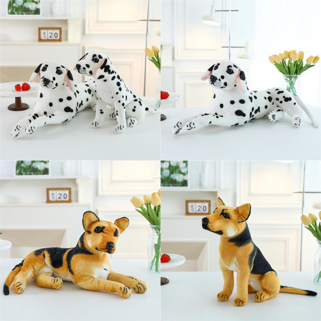 Realistická plyšová hračka psa Rozkošný ovčák šarpej dalmatin pes s dlouhýma ušima dárek