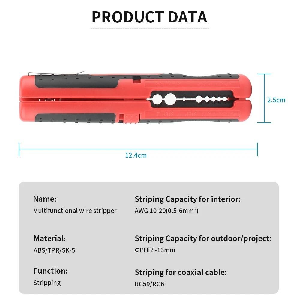 Portable Cable Stripper Anti-Skid Handle Manual Coaxial Cable Stripper Durable Pen Clip Design Wire Stripper RG59 RG6 Cable