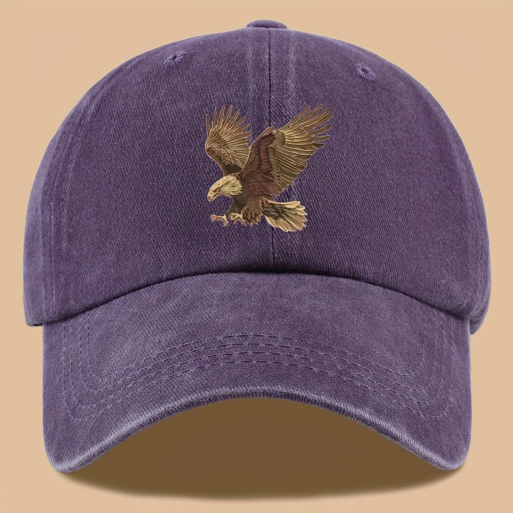 Eagle print baseball cap, adjustable for both men and women, suitable for hiking, fishing, and vacation exploration