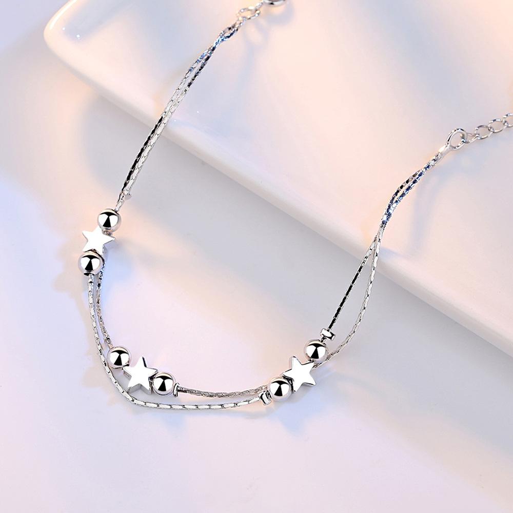 Fashion Heart Silver Bracelet, Ladies, Pentagram Silver Bracelet, Women