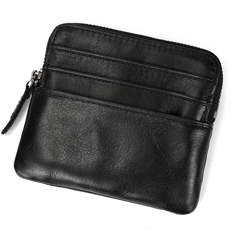 Mini Coin Purse Wallet Genuine Leather Men Woman Card Holder Zipper Small Purse For Coins Cards Cash Little Wallet Male Female