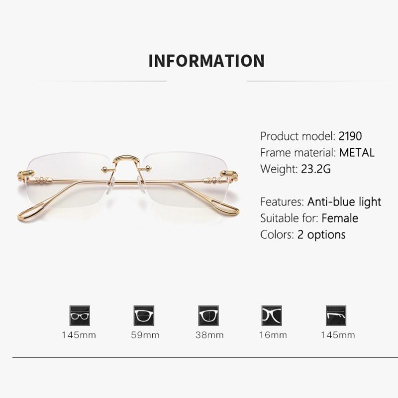 2PCS Po-sensitive Color-changing Anti-blue Light Nearsighted Glasses Rimless And Elegant Style Model 2190
