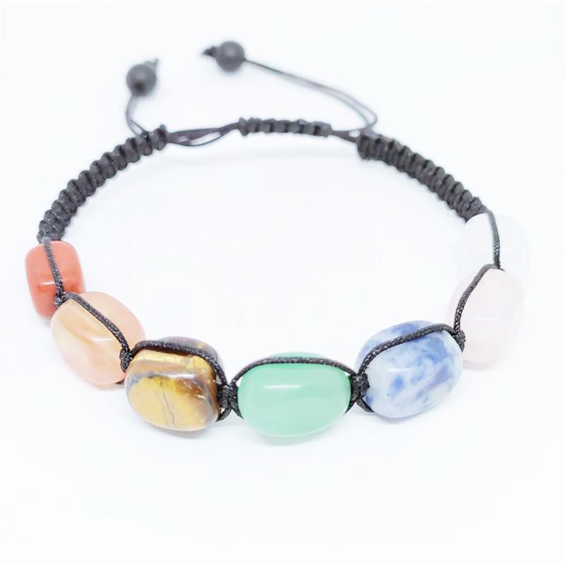 Exotic Seven-Color Crystal Woven Bracelet: Handmade Irregular Beaded Yoga Energy Bangle