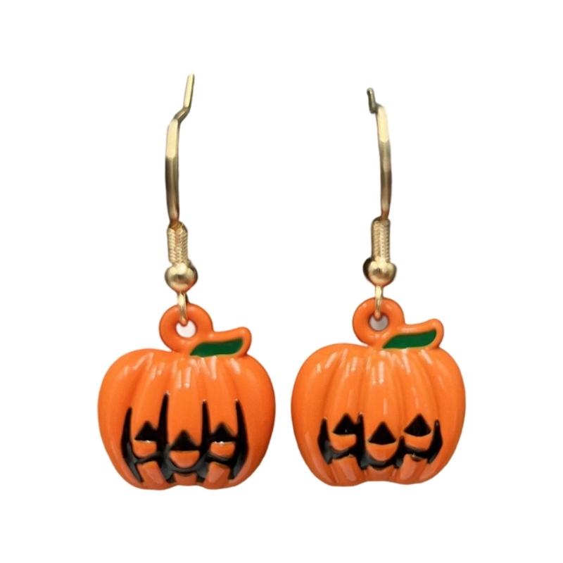 Whimsical Bat Pumpkin Cartoon Dangle Earrings Lightweight Alloy Design For Halloween Party Costume Accessories