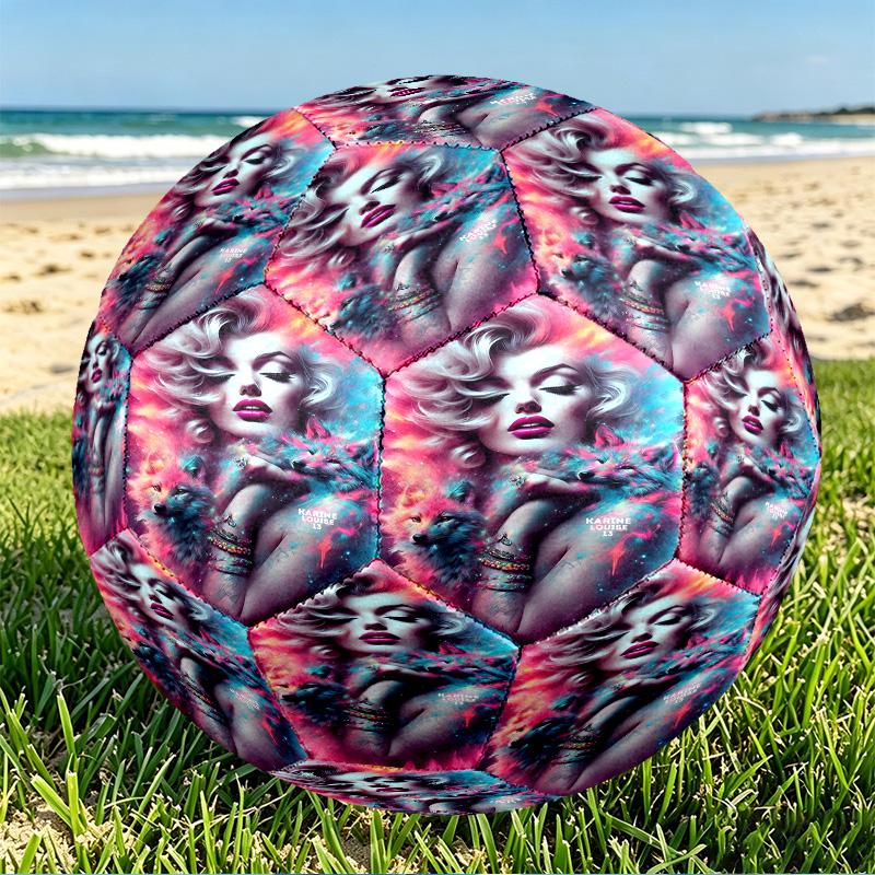 Marilyn Monroe Print Size 5 Soccer Ball, PU Wear Resistant Football for Match Training and Daily Practice, Birthday Gift for Soccer Fans
