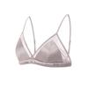 SilRiver Satin Triangle Bra Top Silk Threadless Bra Mesh Cami Bra with Removable Pads Women's (X-Small, Grey)