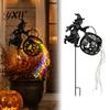 Decorațiuni Halloween de Exterior, Cazan de Vrăjitoare Lumina de Grădină, Țepuș Metalic pentru Curte cu Lumini Șir LED Ornament Ghiveci, Statuie Impermeabilă pentru Decor Gazon Cale