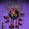 Halloween Spider Door Hanging Decoration with Bowknots Soft Cloth Cartoon Multi-legs Spider Wall Decor Wreath Party Supplies