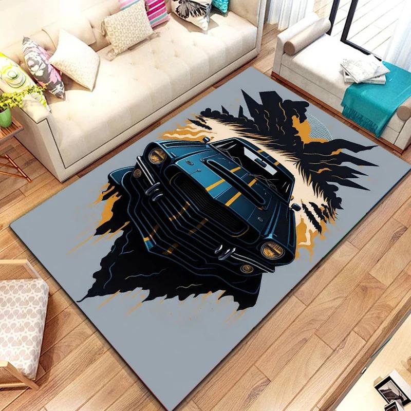 Racing Car Pattern Artwork Rug Bedroom Living Room Cool F1 Carpet for Kitchen Floor Mats Home Decor Non-Slip Floor Pad Mat