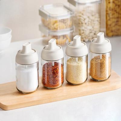 WMMO Spice Jar with Lid Set Herb Condiment Tins with Plastic Spoon Salt Storage Container Seal Box for Pepper Seasoning Cans