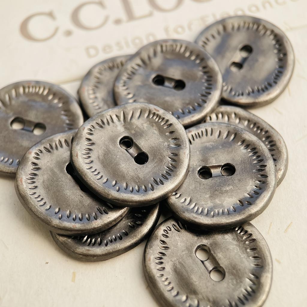 [Vintage Sewing Buttons] 10pcs Bronze & Silvery Vintage Metal Sewing Buttons |18mm Handmade Ancient Coin Design for Clothing, Hair Accessories