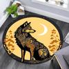 1pc Soft, Absorbent & Non Slip Wolf with Mysterious Patterns Round Rug Soft Circle Rug for Living Room & Bedroom Decor, Chair Mats, and Unfo
