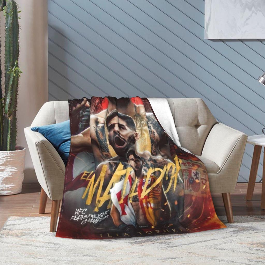Ilia Topuria Wrestling Wrestler Blanket Multiple Sizes Warm Cozy Fluffy Throw Blankets for Couch Sofa and Bed