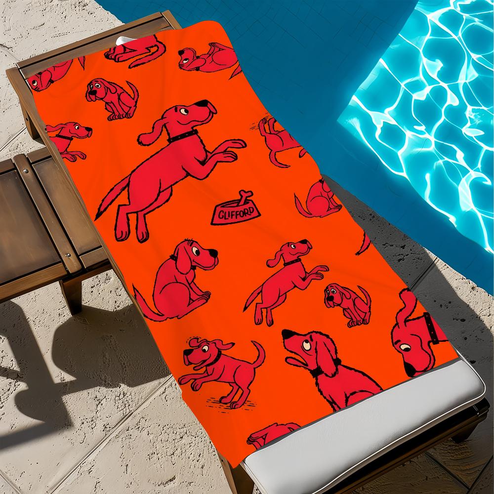 C-clifford B-big cute R-red Dog Towel Large Quick-Drying Microfiber soft Beach Towel for Travel Fitness Sauna Bathing Camping