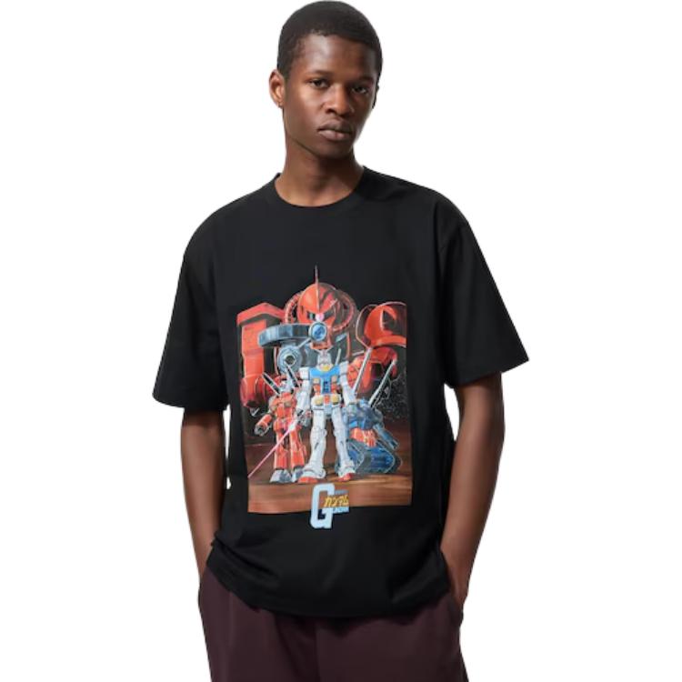 Uniqlo X Mobile Suit Gundam 45th Anniversary Collaboration SS25 Round Neck Graphic Letter Print Casual Short Sleeve T-Shirt Unisex T-Shirt 480143-09